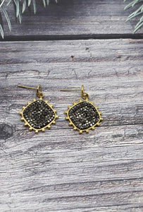 Mallory sequin charcoal gold earring