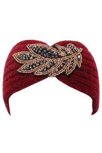 Marianna Embellished Knit Head Band Burgundy