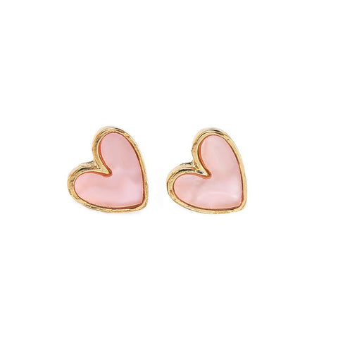 Maya enamel heart earring in pink
