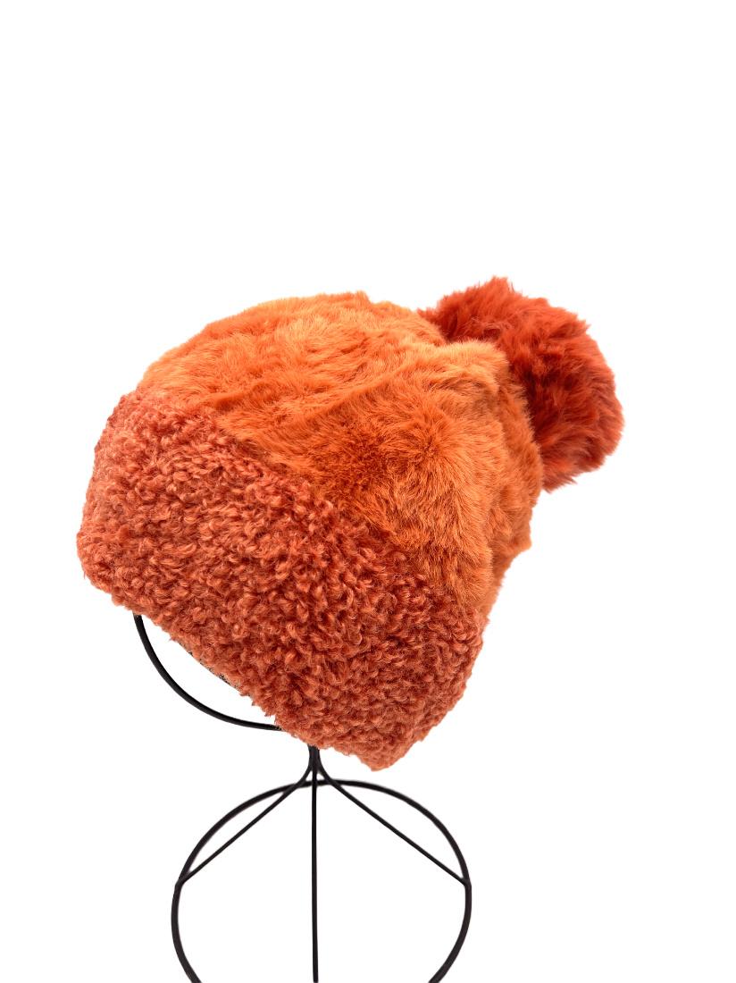 Mia faux fur pom hat orange