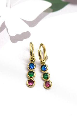 Millie multi colour gem huggie earrings