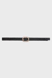 Mina black stretch pearl skinny belt