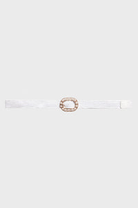 Mina white stretch pearl skinny belt