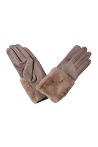 Myra Faux Fur Gloves Taupe