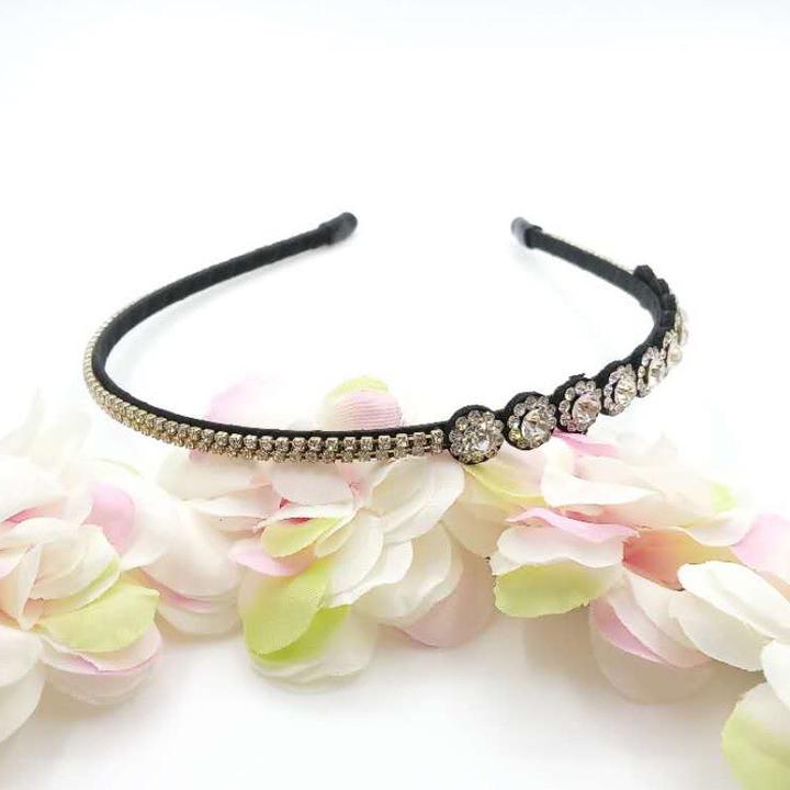 Lucy Narrow Black Embellished Head Band