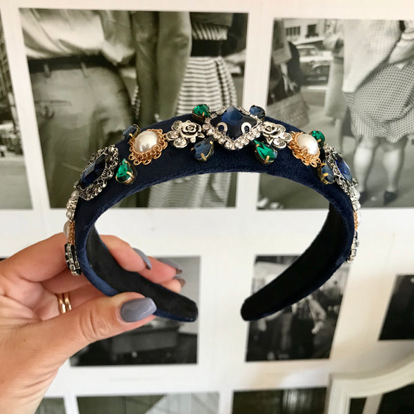 Navy Deluxe Embellished Crown