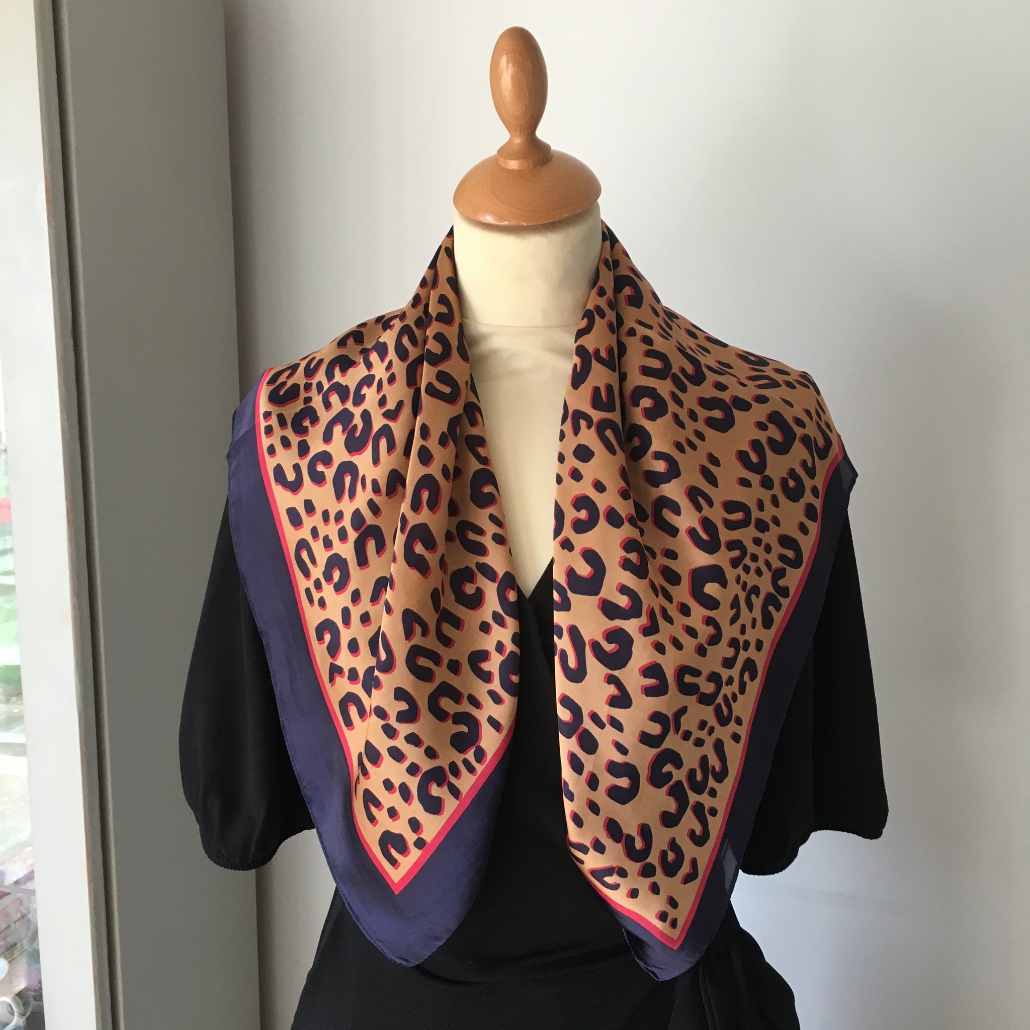 Navy and Taupe Leopard Print Square