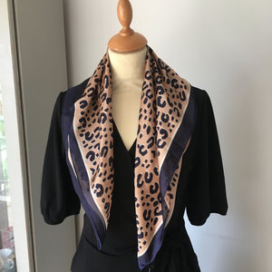 Navy and Toffee Leopard Print Square