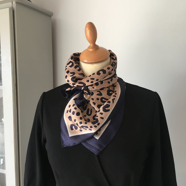 Navy and Toffee Leopard Print Square