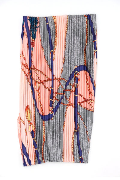 Niamh Pleated Small Square Scarf Grey Multi Print