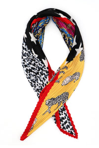 Niamh Pleated Small Square Scarf Yellow Multi Print