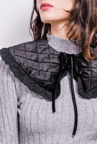 Oriana Black Quilted Collar