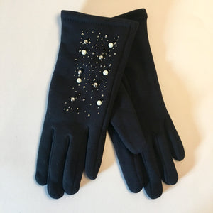 Pearl and Stud Glove Navy