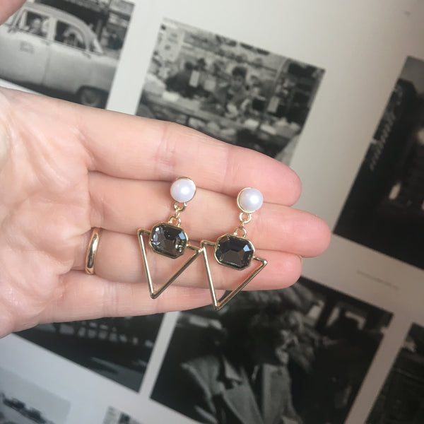 Pearl Triangle Drop Earring