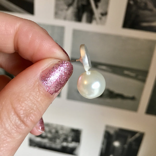 Pearl and Disc Earring Cream