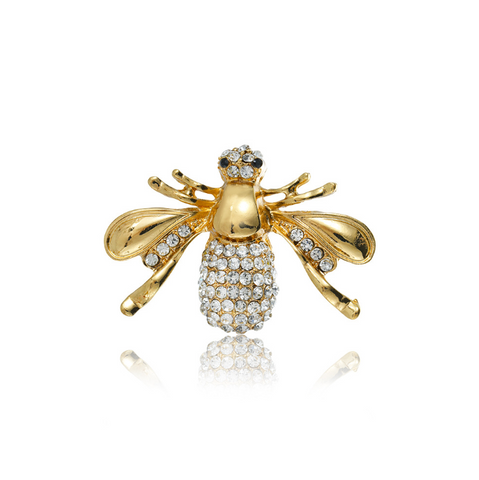 Penelope Crystal Bee Brooch in Gold