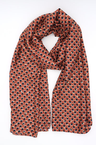 Phoebe Gold Detail Scarf Rust