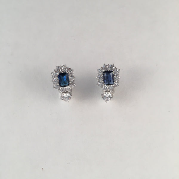 Blue Drop Stone Clip-On Earrings