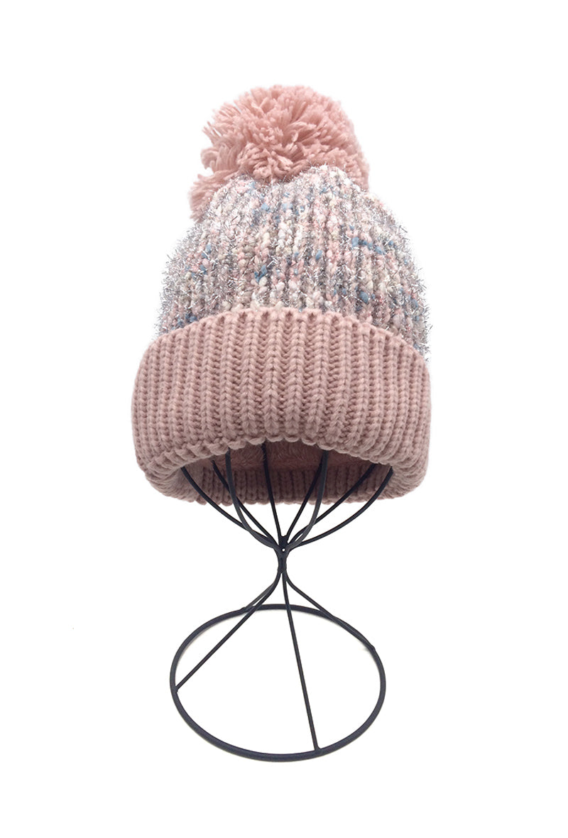 Pink Knit Pom Hat
