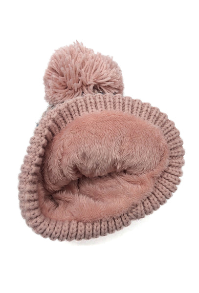 Pink Knit Pom Hat