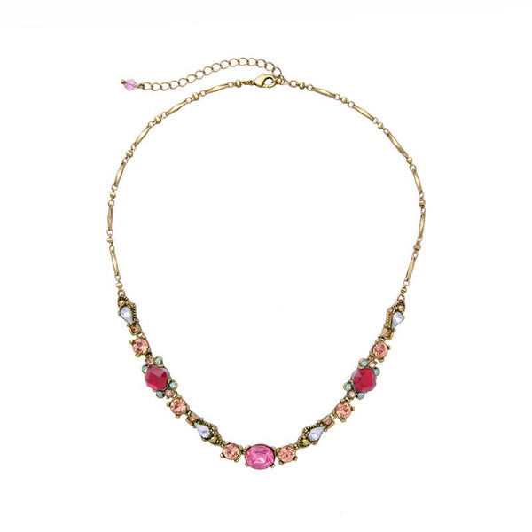 Emma Gem Necklace gold with pink & peach