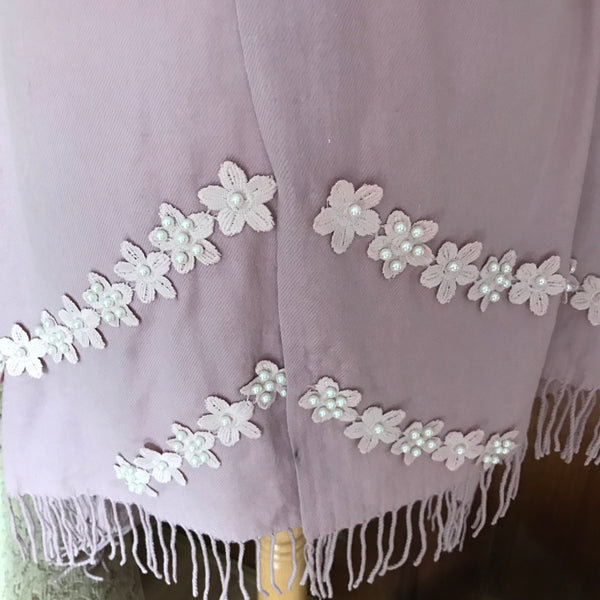 Pink Pearl Detail Light Cashmere Feel Scarf