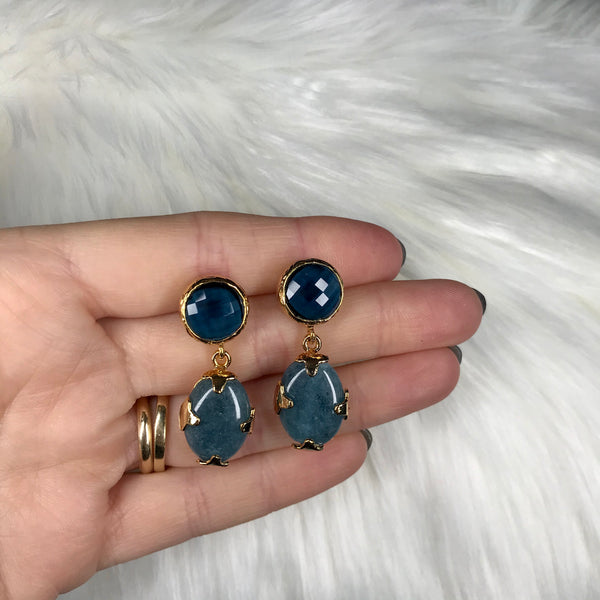 Quinn Navy and Teal Drop Earring