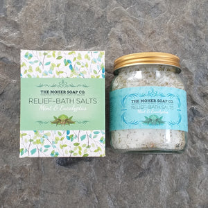 The Moher Soap Co. Bath Salts Jar RELIEF - Mint & Eucalyptus