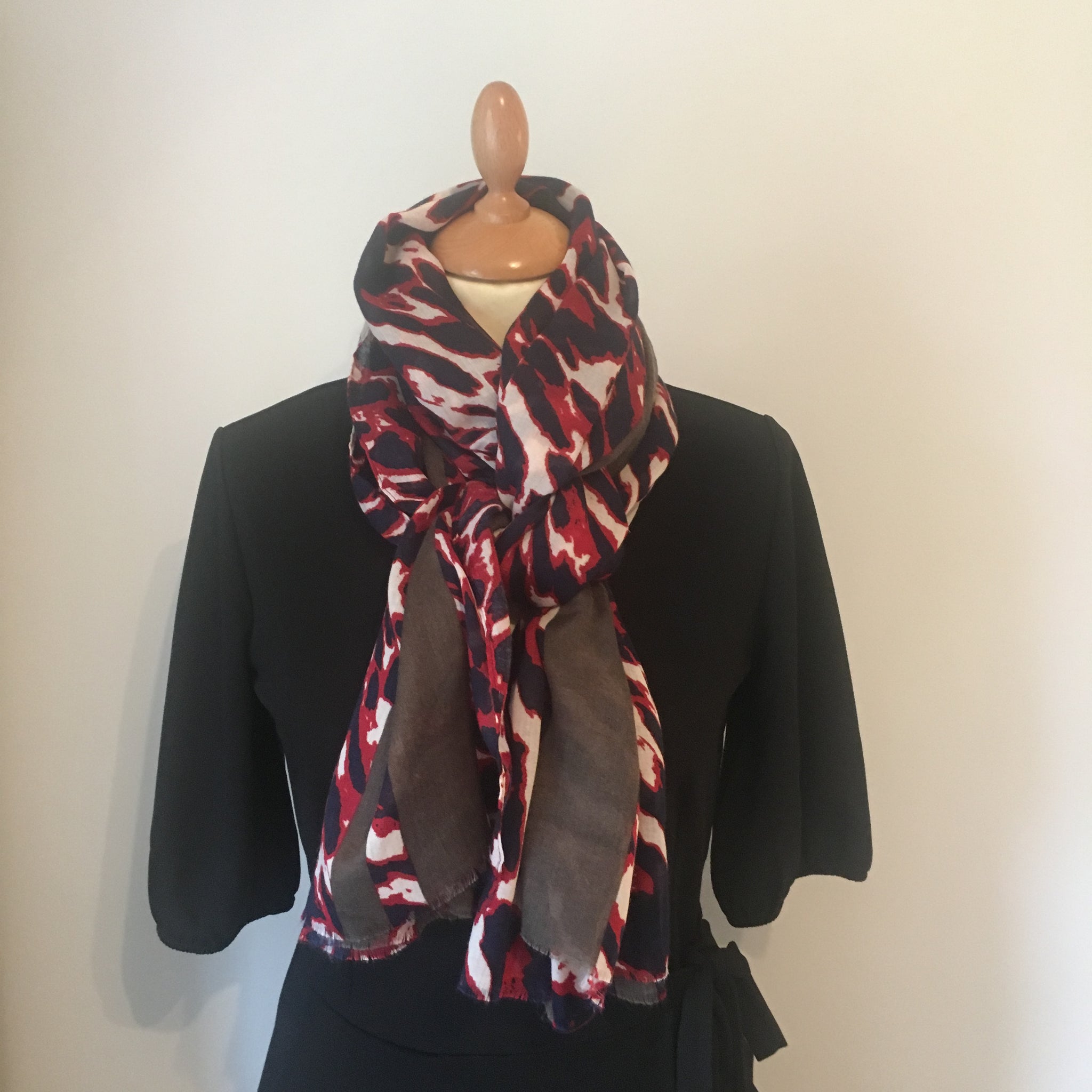 Red and Blue Leopard Print Scarf