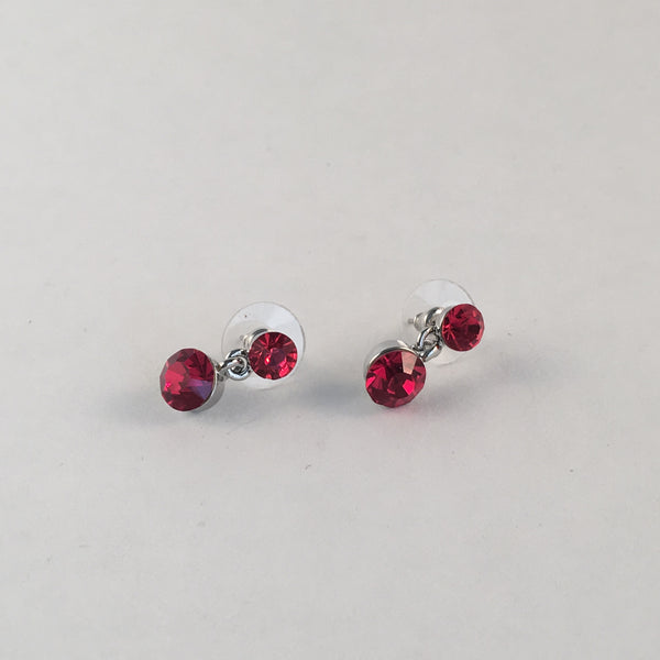 Red Two Stone Drop Earring