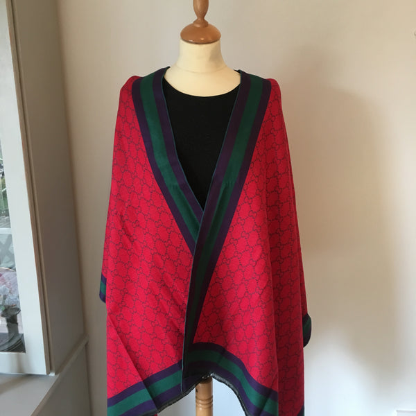 Reversible Red and Navy Cashmere Feel Scarf