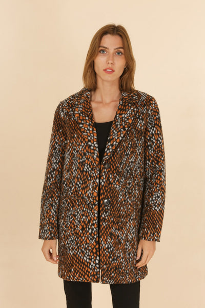 Reena black and orange print coat