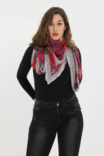 Reese Large Square Pleated Scarf Red