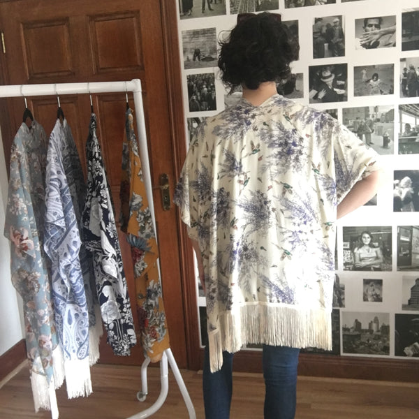 Saki Cream Oriental Print Kimono