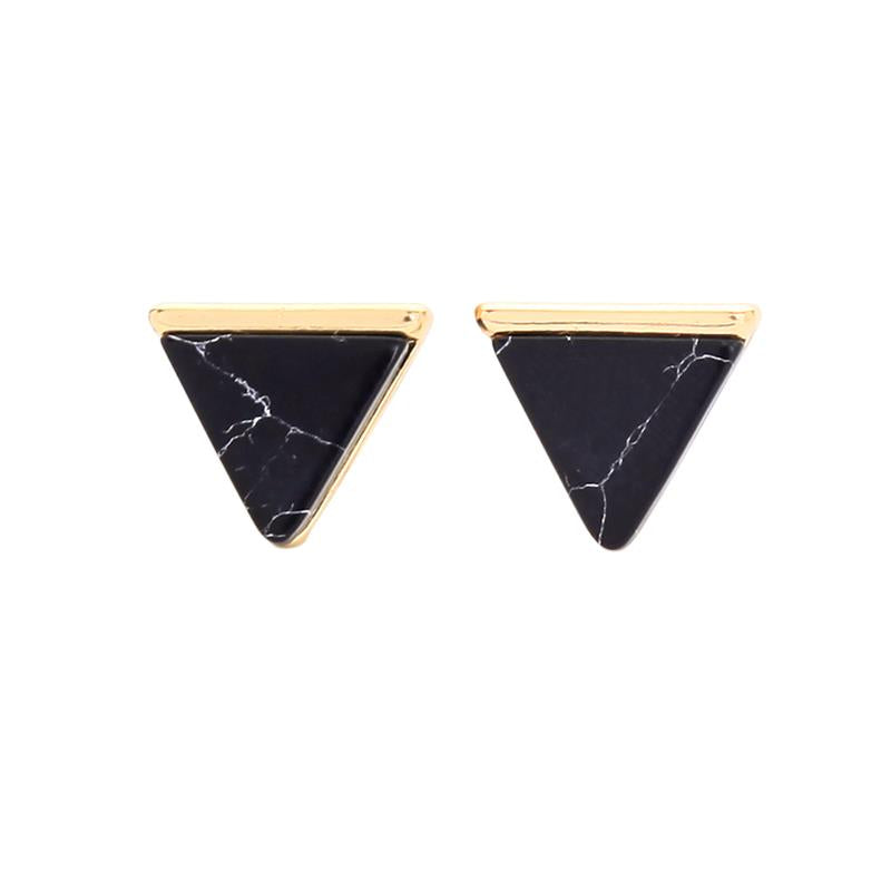 Savannah Black Marble Pyramid Earrings