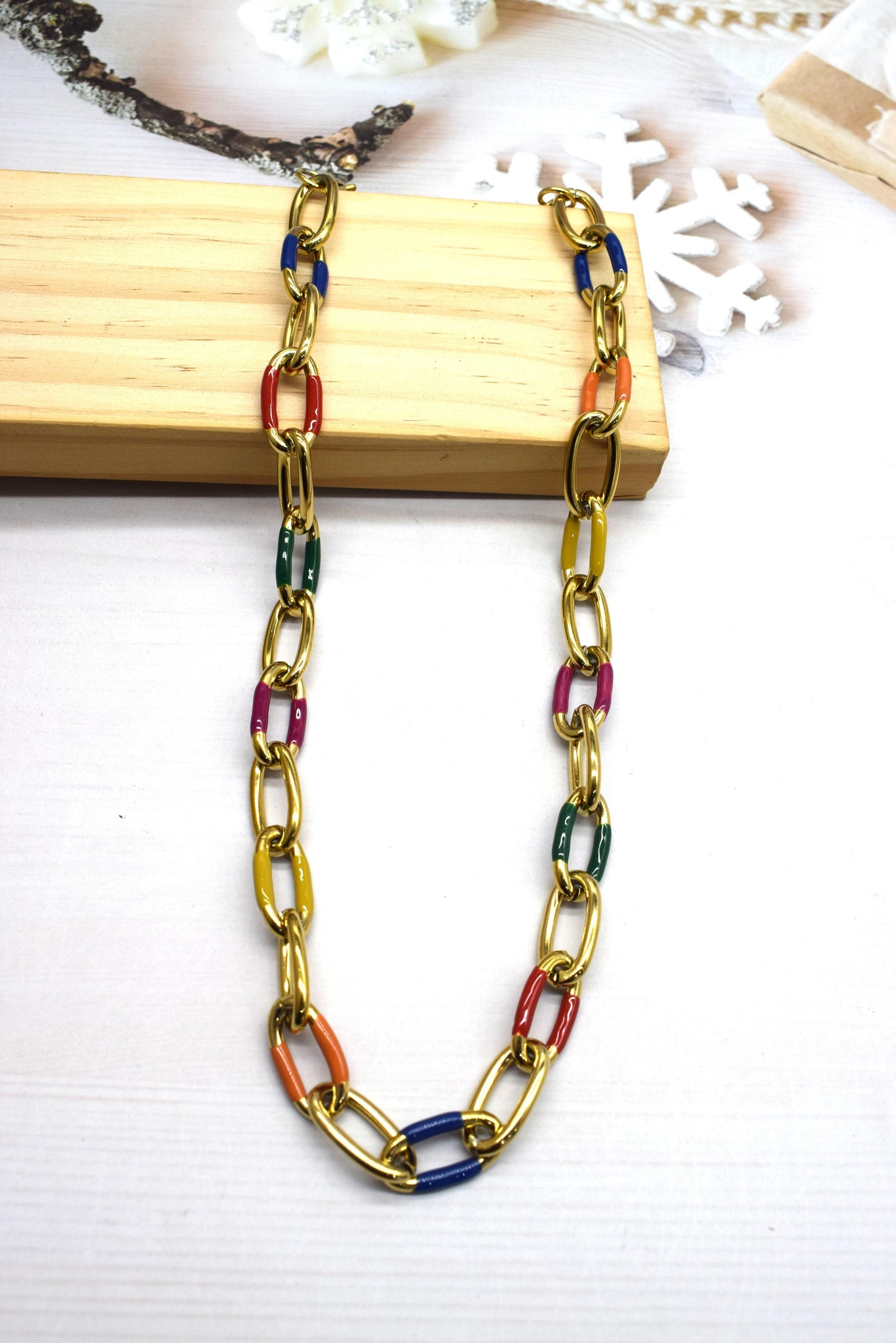 Sienna multi colour link necklace