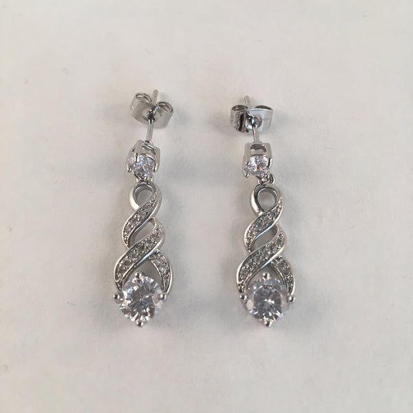 Crystal Drop Earring Silver