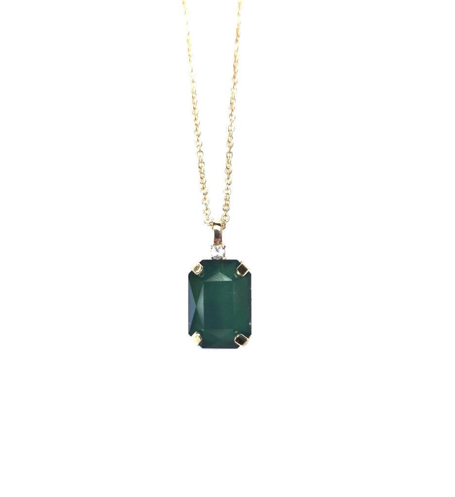 Aria Forest Green Gem and Crystal Necklace
