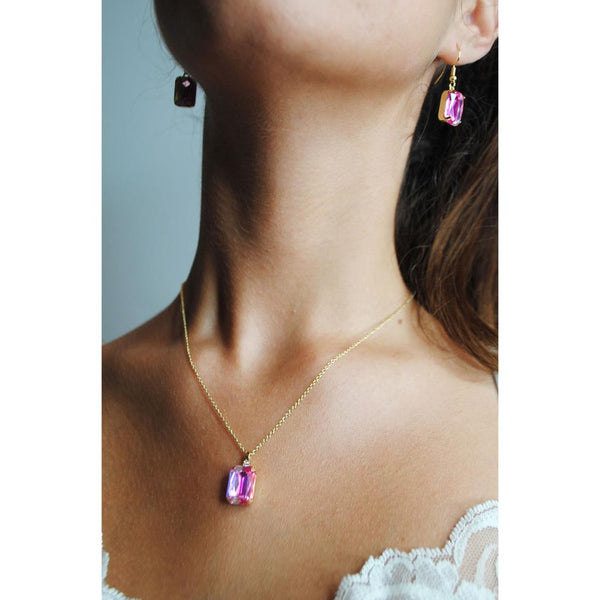 Aria Ombre Pink Gem and Crystal Necklace