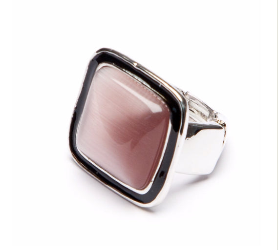Square Pink Stone Ring