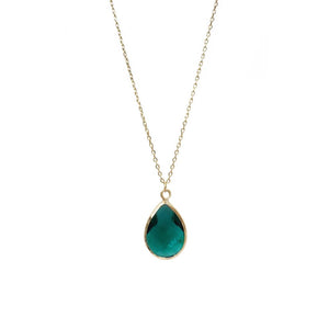 Tiffany Faceted Teardrop Necklace Emerald Green
