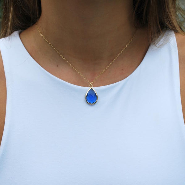 Tiffany Faceted Teardrop Necklace Blue