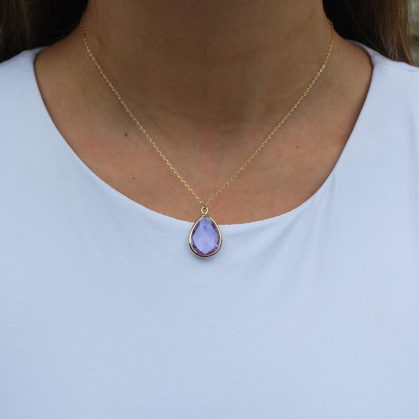Tiffany Faceted Teardrop Necklace Lilac