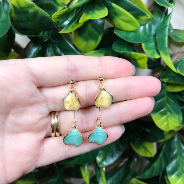 Edith Twin Drop Yellow and Mint Earring