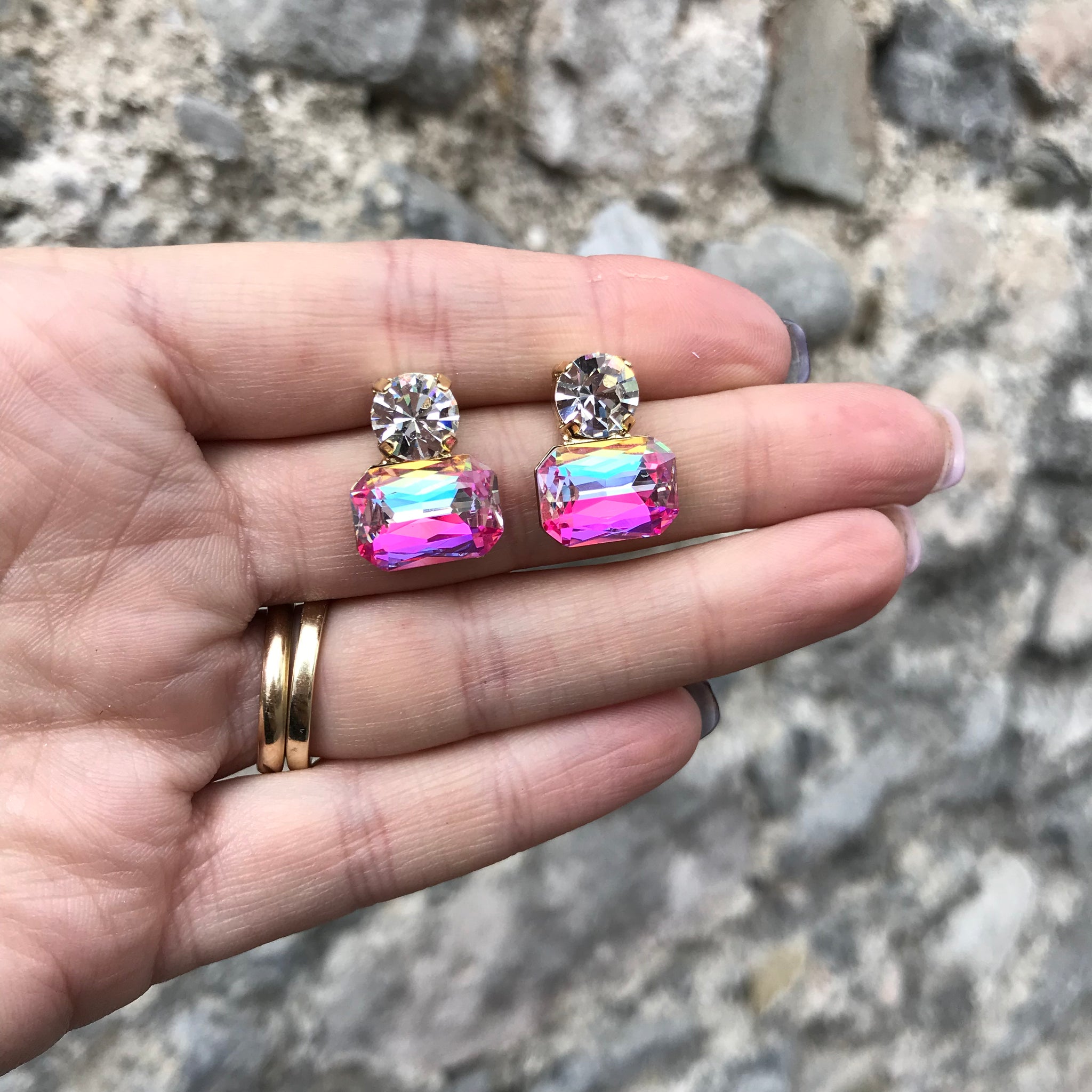 Piper Ombre Pink Twin Gem Earring