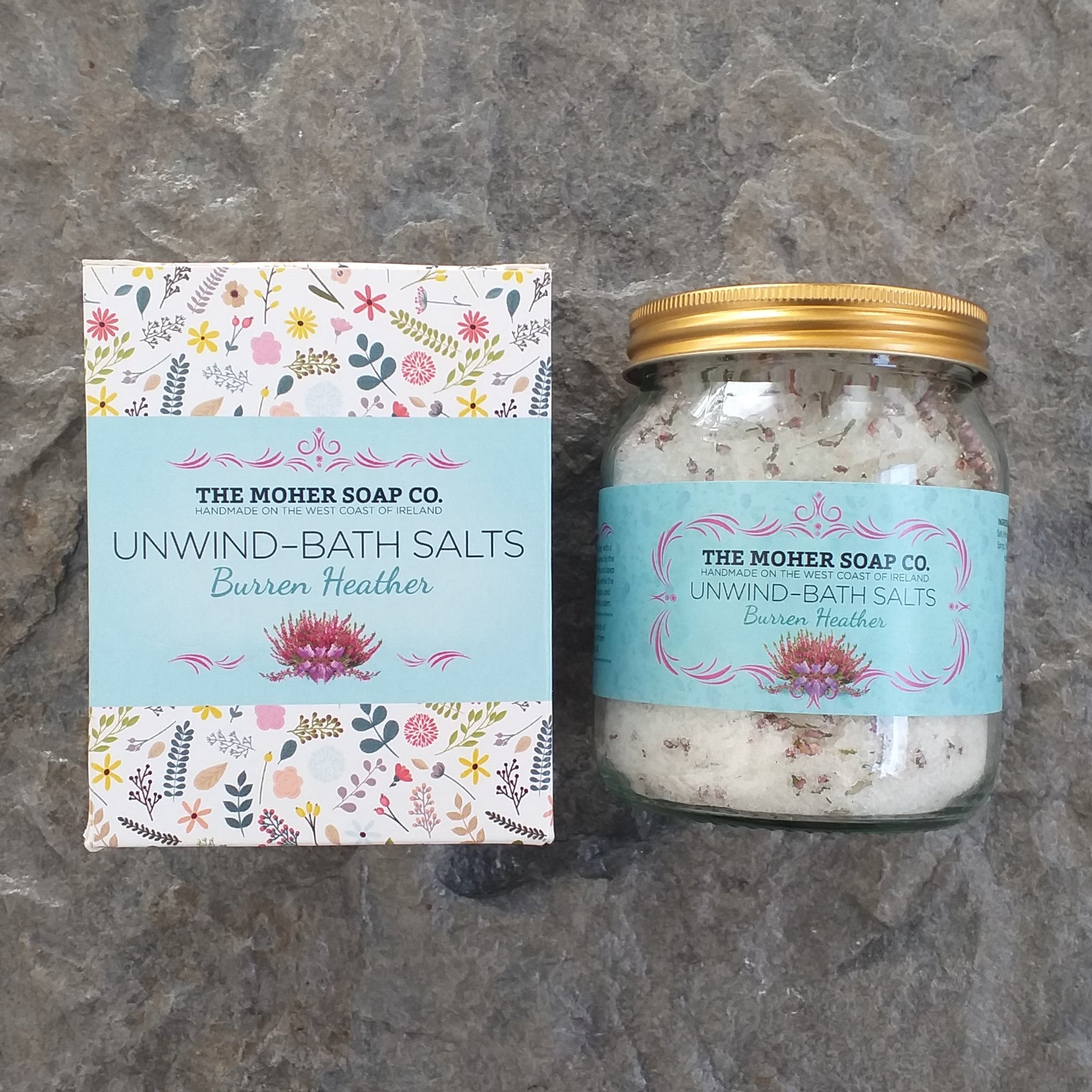 The Moher Soap Co. Bath Salts Jar UNWIND - Burren Heather