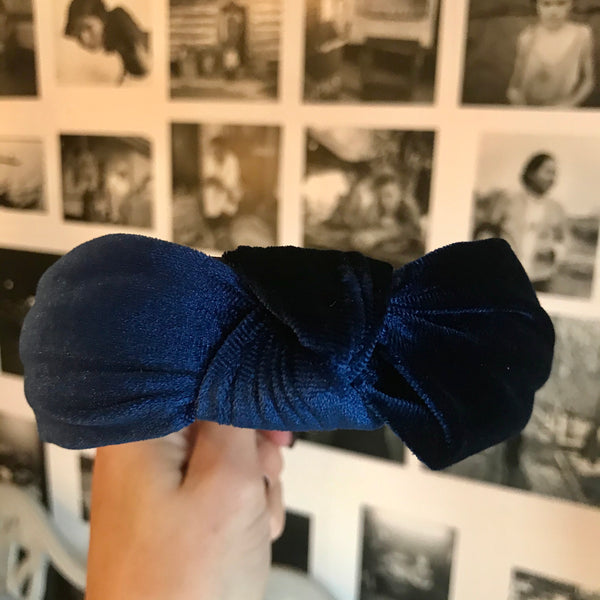 Velvet Turban Headband Royal Blue