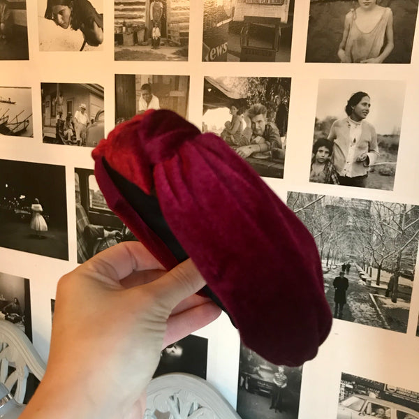 Velvet Turban Headband Wine