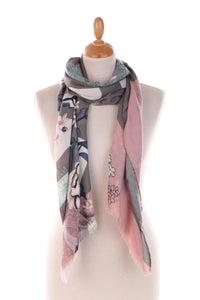 Victoria grey pink print scarf