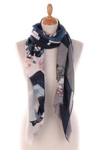 Victoria navy pink print scarf